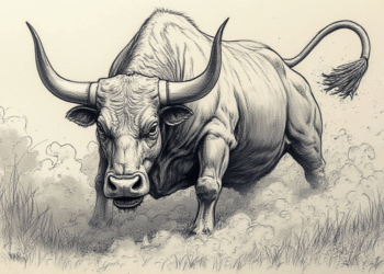 bullish bitcoin ink drawing