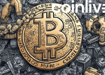 bustling bitcoin mining ink drawing