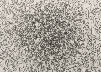 chaotic token descent ink drawing