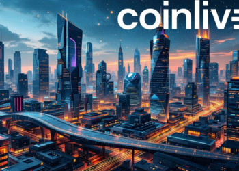 futuristic blockchain cityscape