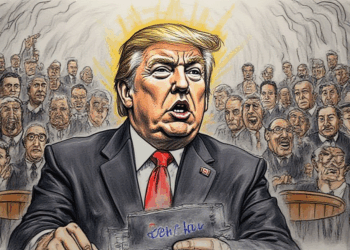 trump memecoin event ink drawing