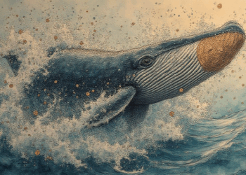 whale bitcoin ocean ink art