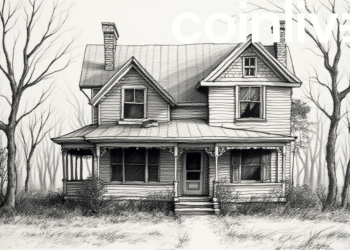 white house ink drawing art