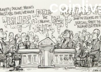 bessent policy speech ink drawing