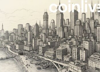 binance cityscape ink drawing