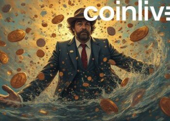 businessman amidst bitcoin flow