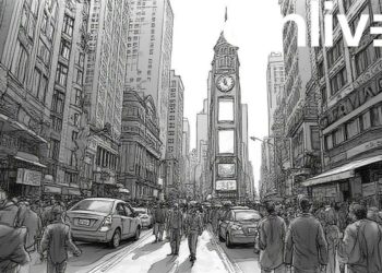 bustling financial district ink