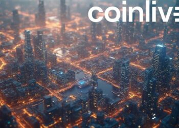 futuristic blockchain cityscape