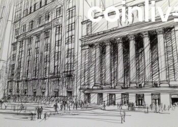 nasdaq building ink drawing