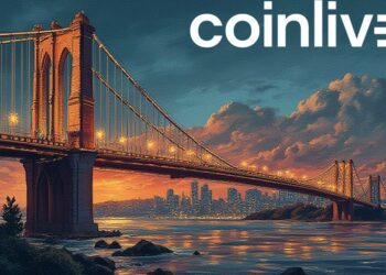 stylized bitcoin blockchain bridges