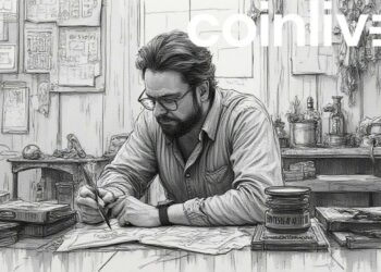 trader at desk ink drawing