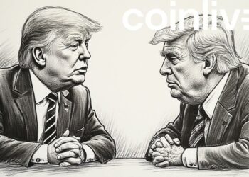trump powell meeting ink drawing