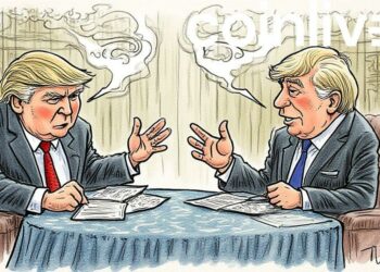 trump trade talks ink drawing