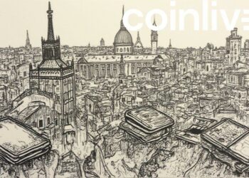 wallets over cityscape ink drawing