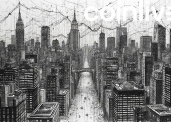 bitcoin abstract skyline drawing