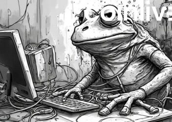 distressed pepe broken computer