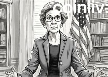 senator warren concerned ink portrait