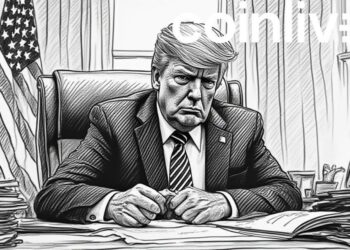 trump ink portrait desk scene