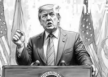 trump us china deal ink drawing