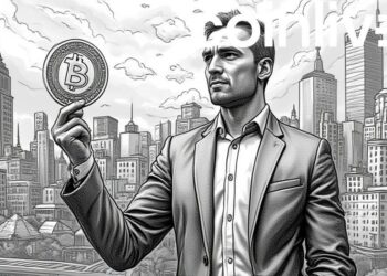 bitcoin businessman ink drawing