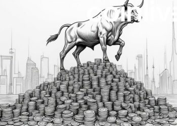 bull mountain finance scene sketch