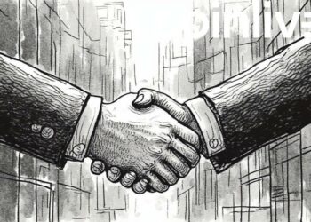business partnership ink drawing