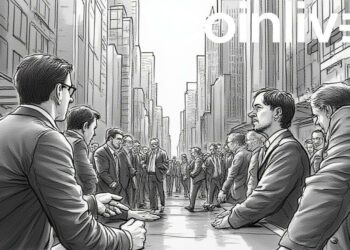 bustling financial district scene