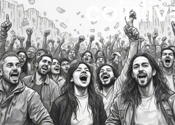 bustling investor crowd drawing