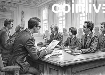 courtroom discussion ink drawing
