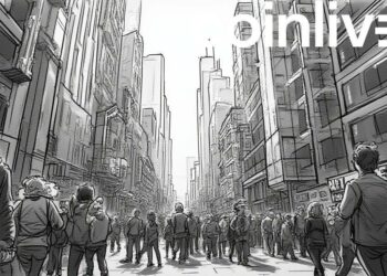 financial district ink drawing