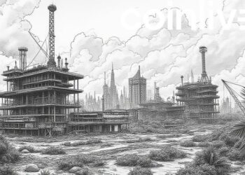 futuristic abandoned crypto city