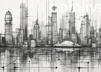 futuristic blockchain cityscape