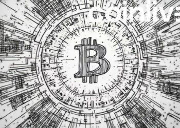 futuristic blockchain ink drawing