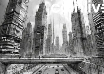 futuristic financial cityscape