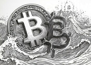 intertwined crypto logos waves