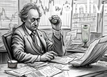 overwhelmed trader ink drawing
