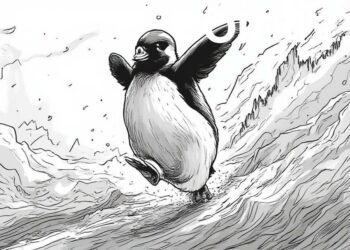 penguin leaps on stock chart