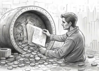 vault financial transaction ink drawing