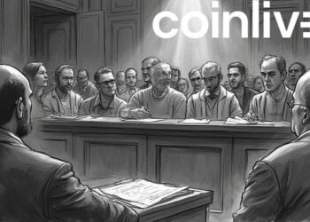 courtroom crypto case ink drawing