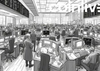 crypto exchange floor ink drawing