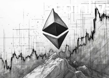 ethereum logo rising financial graphs