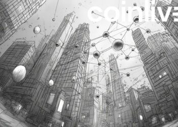 futuristic blockchain cityscape