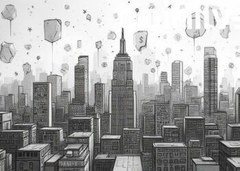 futuristic city altcoins ink art