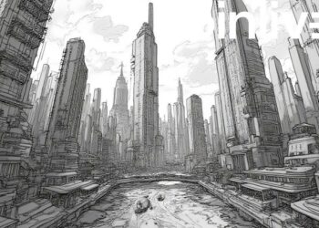 futuristic cityscape tech rally