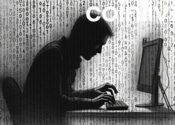 shadowy hacker ink drawing