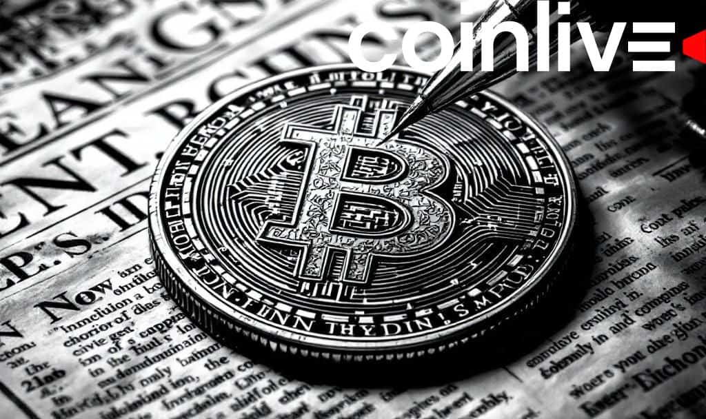 Bitcoin drawing on newspaper