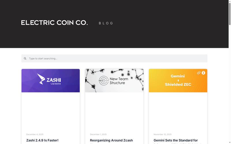 Electric Coin Company blog, Zashi 2.4.9, Reorganizing Around Zcash, Gemini shielded ZEC