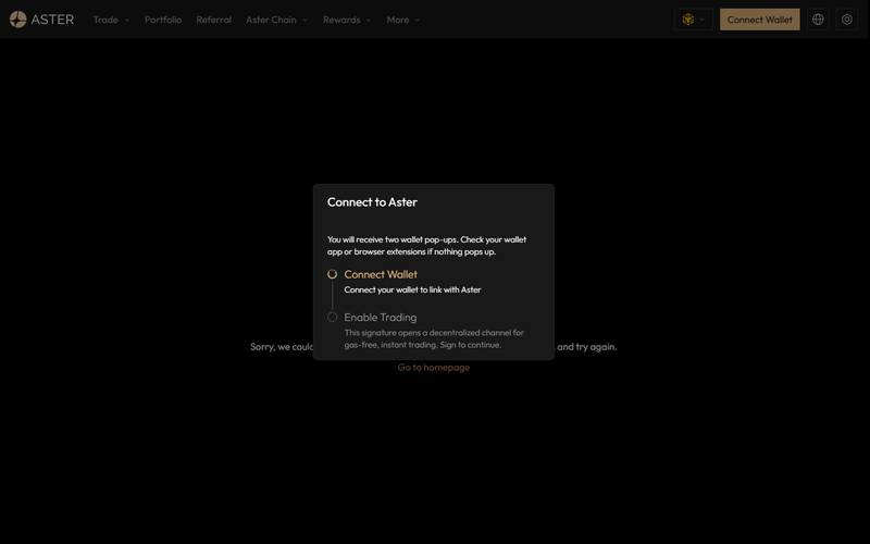 Aster DEX Wallet Connection