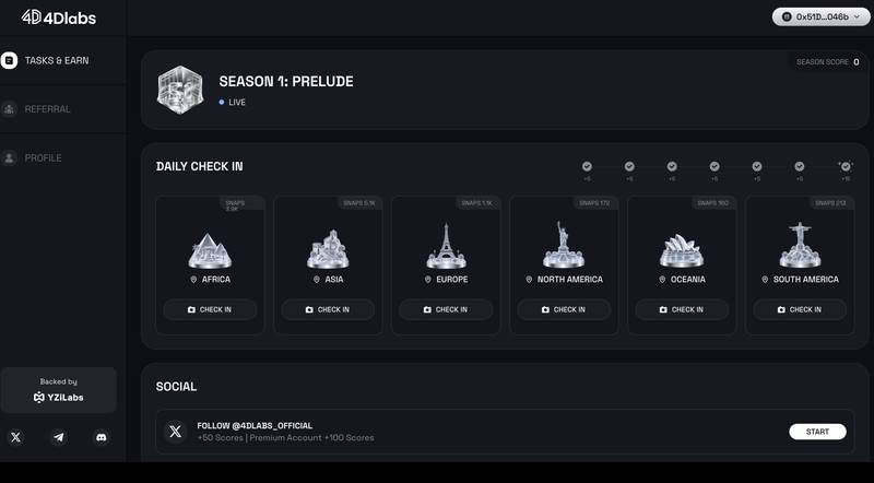 4Dlabs Tasks & Earn Dashboard